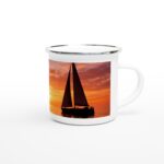 Emaille-Tasse "Abendglut" weiß