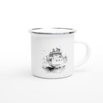 Emaille-Tasse "Yacht" weiß