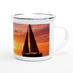 Emaille-Tasse "Abendglut" weiß