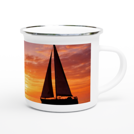 Emaille-Tasse "Abendglut" weiß