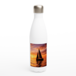 Edelstahl-Wasserflasche "Abendglut" weiß