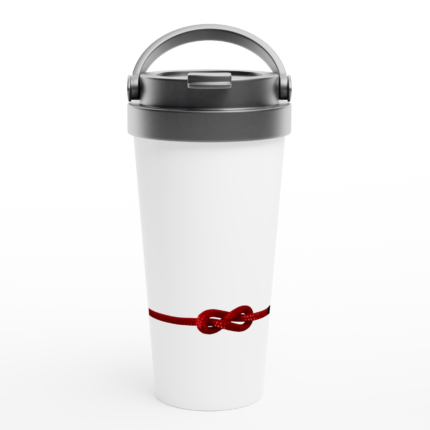 Edelstahl-Reisebecher "Achtknoten" weiß
