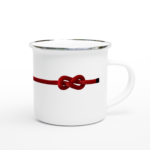 Emaille-Tasse "Achtknoten" weiß