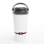Edelstahl-Reisebecher "Kreuzknoten" weiß