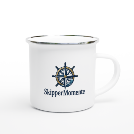 Emaille-Tasse "SkipperMomente" weiß