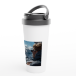 Edelstahl-Reisebecher "Seeblick" weiß – Bild 2