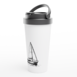 Edelstahl-Reisebecher "Solo-Segler" weiß – Bild 2