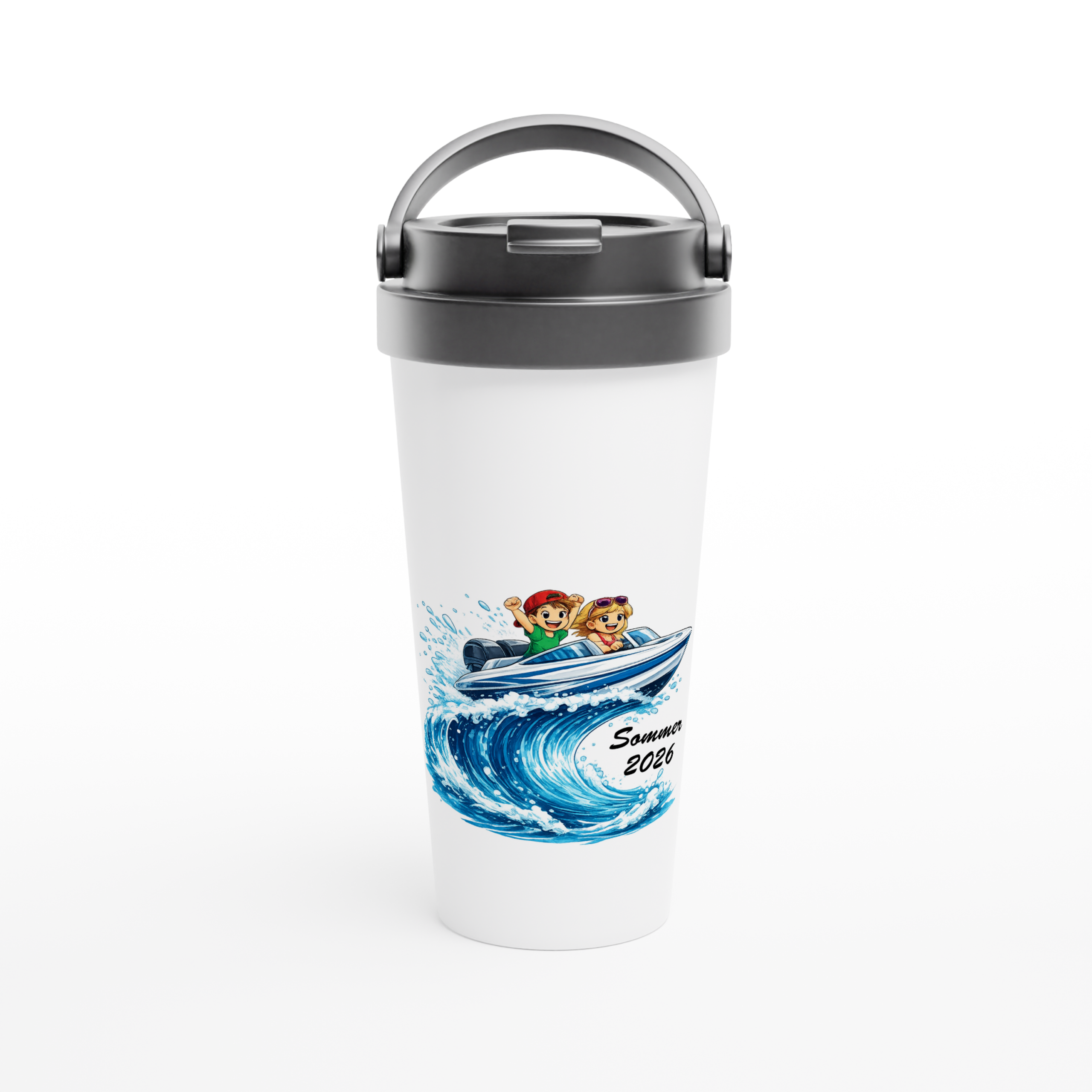 Sommer-2026_ Reisebecher_default Edelstahl-Reisebecher "Sommer 2026" weiß – Bild 1