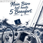 Emaille-Tasse "Mein Büro hat 5 Beaufort" – Bild 4