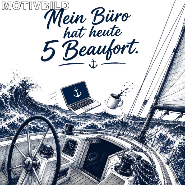 Emaille-Tasse "Mein Büro hat 5 Beaufort" – Bild 4