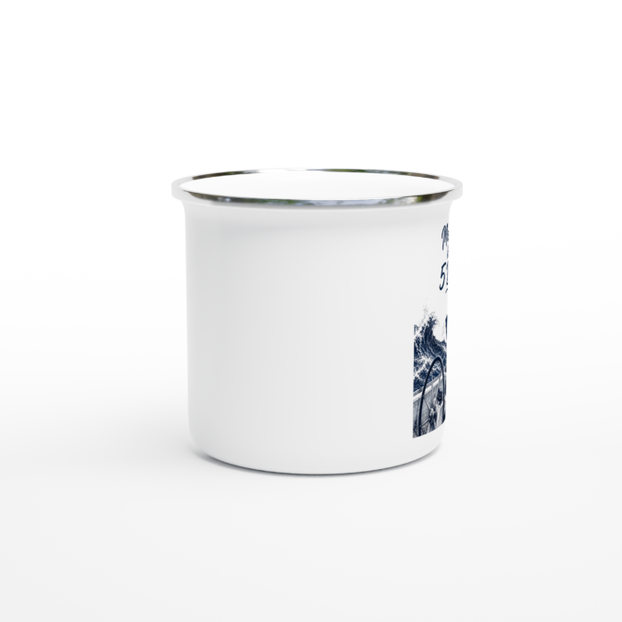 Emaille-Tasse "Mein Büro hat 5 Beaufort" – Bild 2