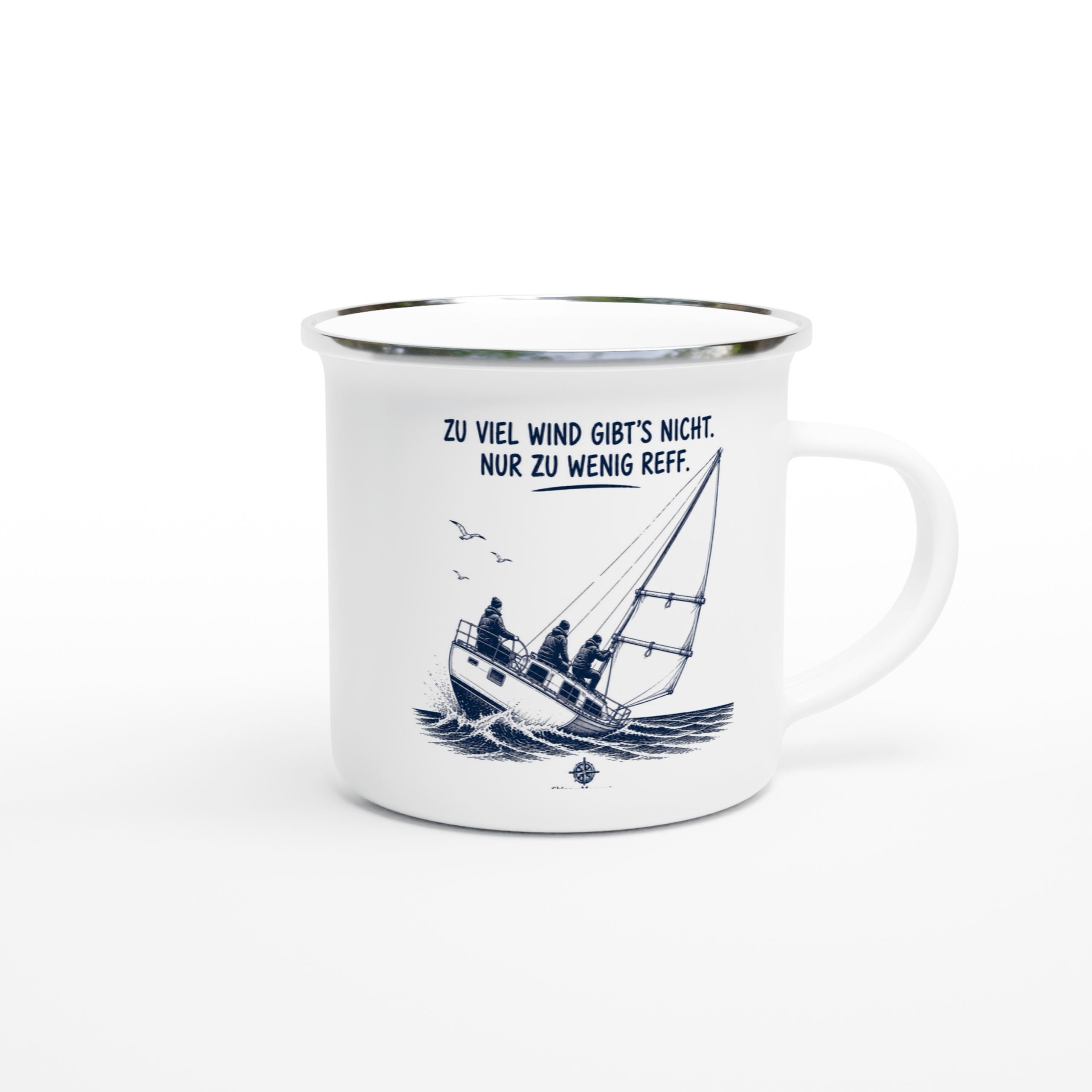 Reff_Emaille_right Emaille-Tasse "Zu viel Wind gibt's nicht" – Bild 1