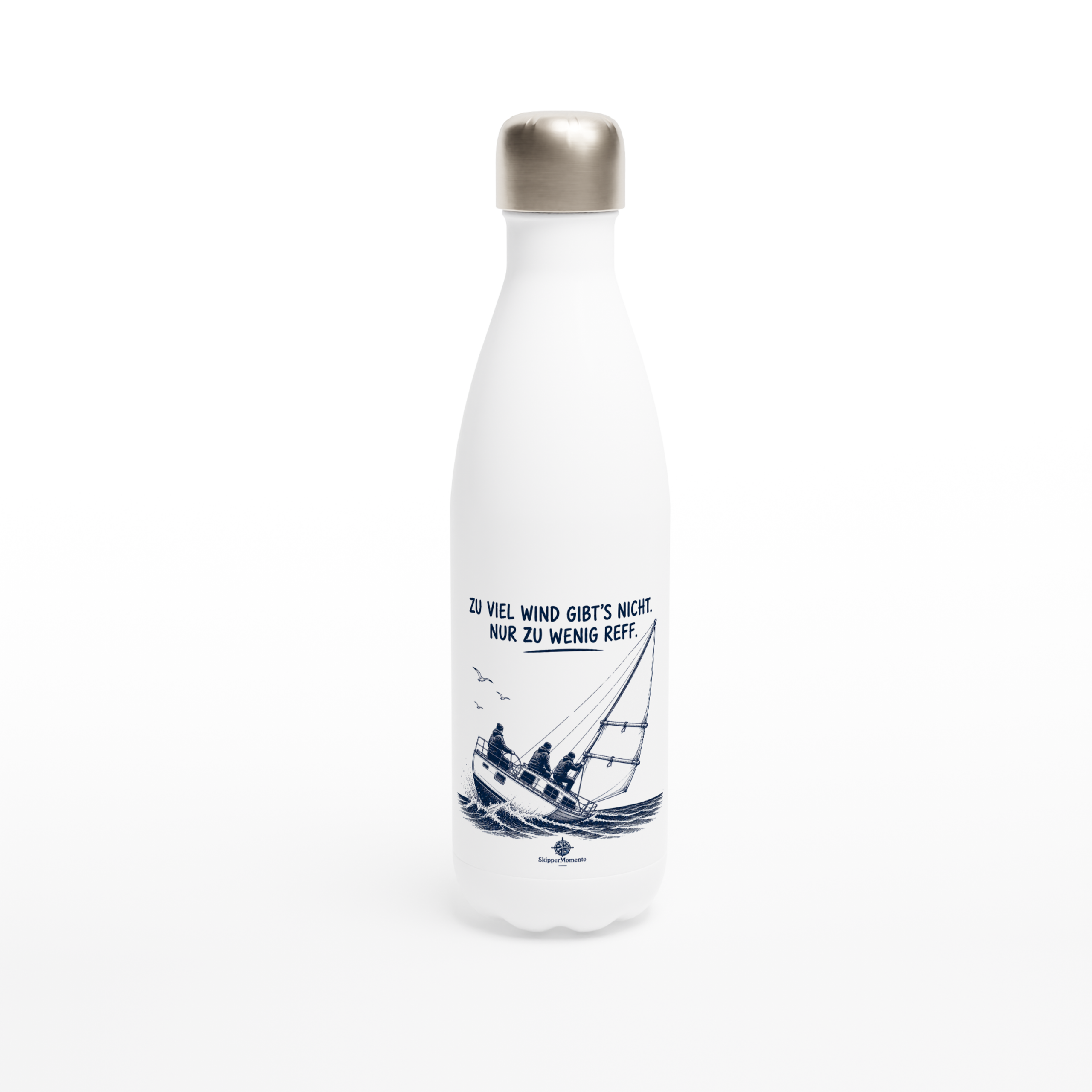 Reff_Flasche_front Maritime Isolierflasche "Zu viel Wind gibt's nicht – Bild 1