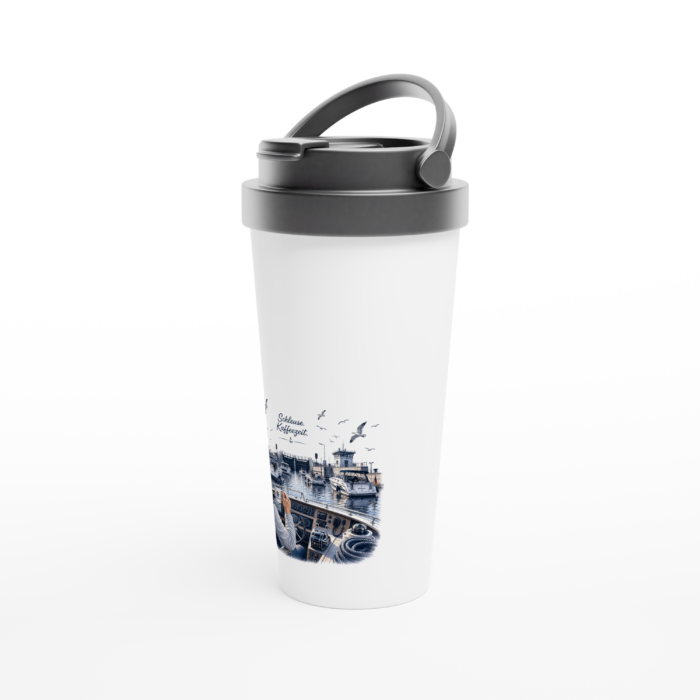 Maritimer Isolierbecher "Schleuse. Kaffeezeit." – Bild 2