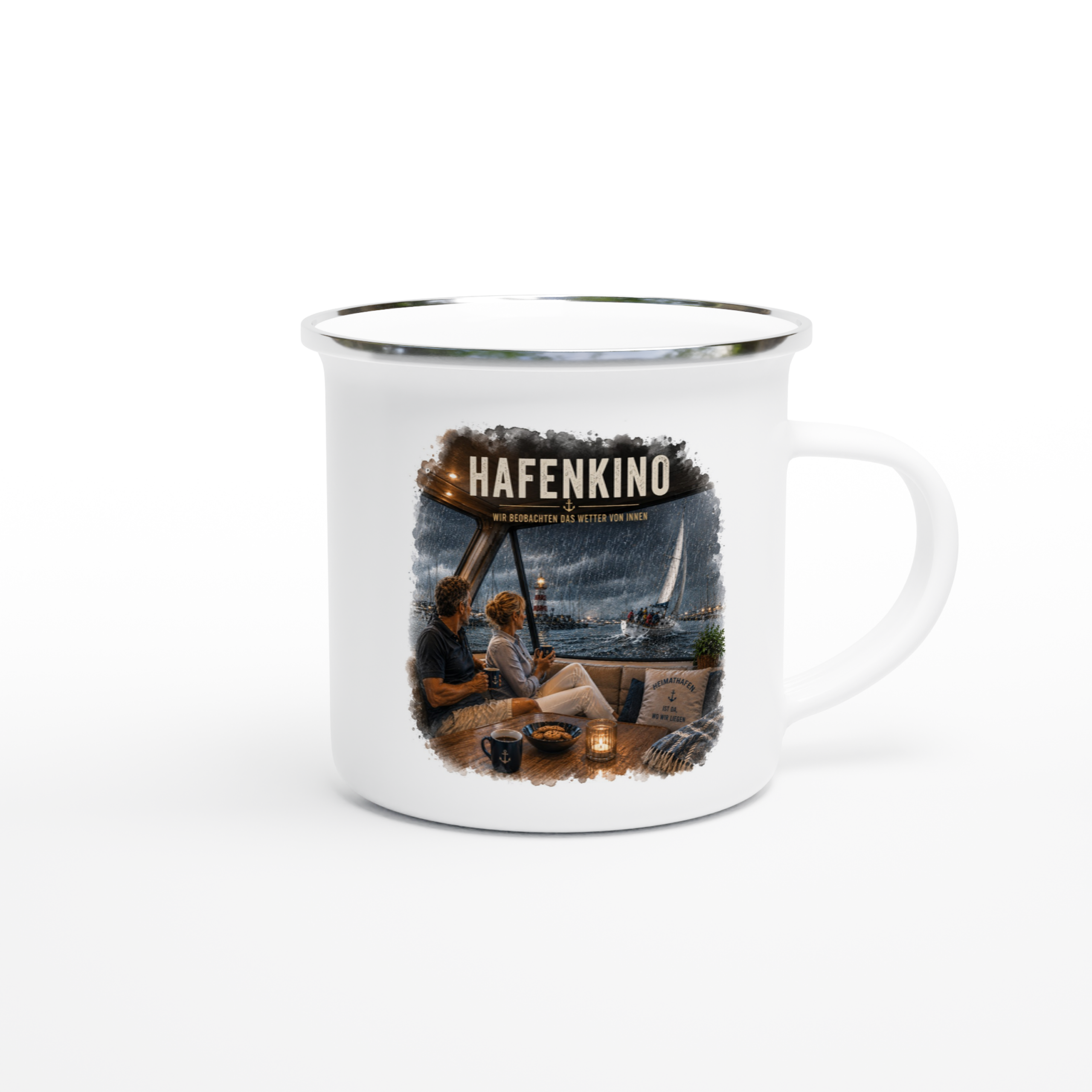 Hafenkino_Emaille_right Emaille-Tasse "Hafenkino" – Bild 1