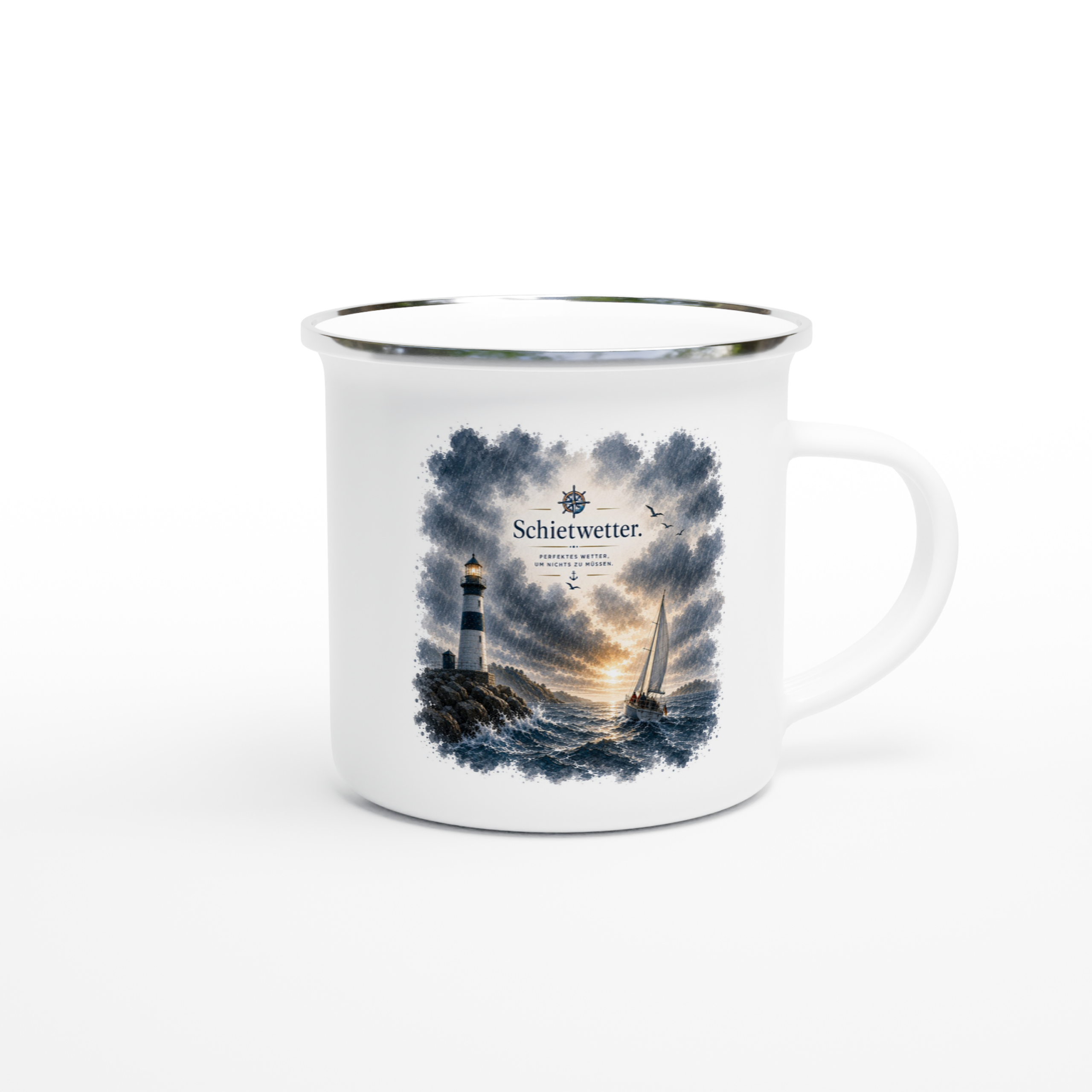 Schietwetter_Emaille_right Emaille-Tasse "Schietwetter" – Bild 1