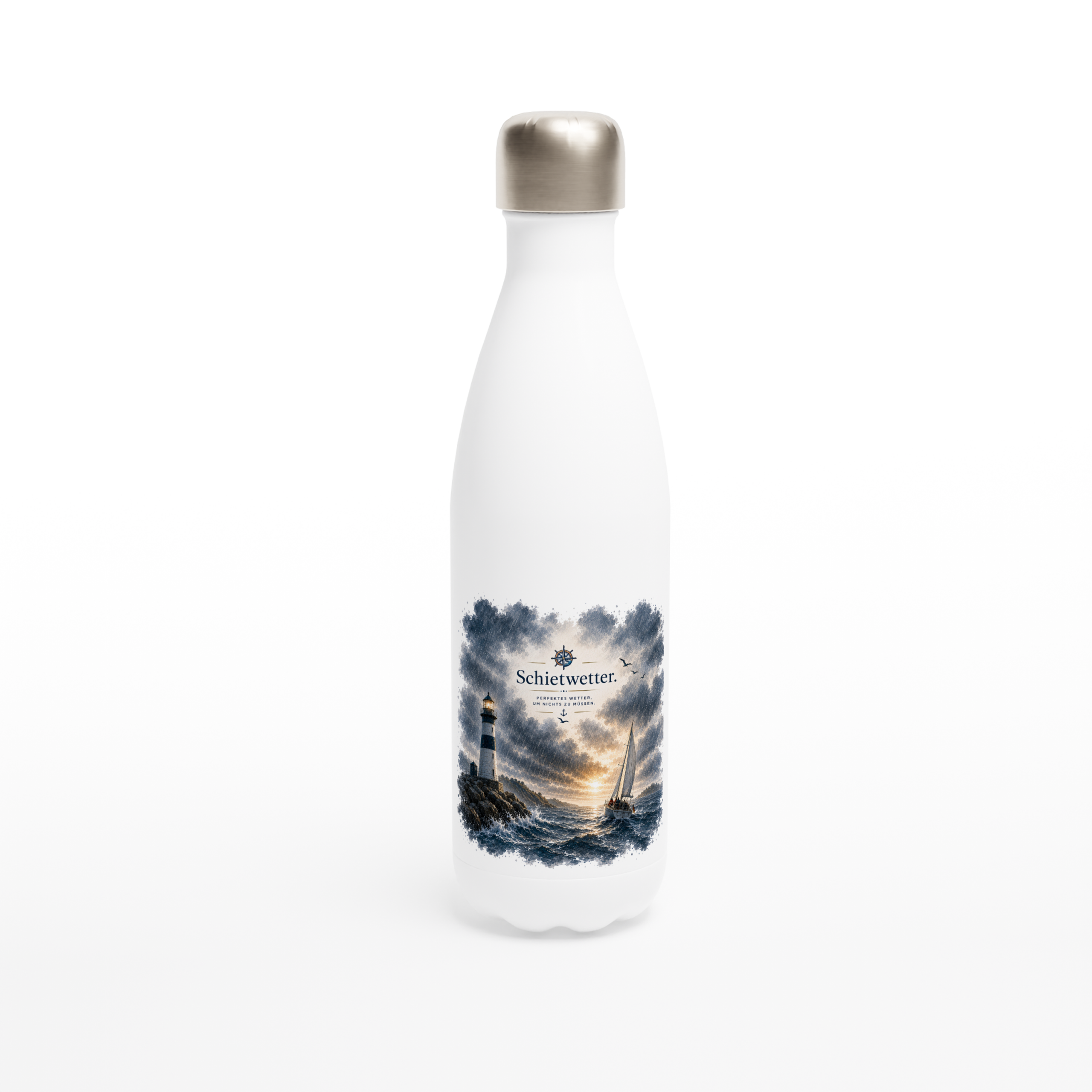 Schietwetter_Flasche_front Maritime Isolierflasche "Schietwetter" – Bild 1