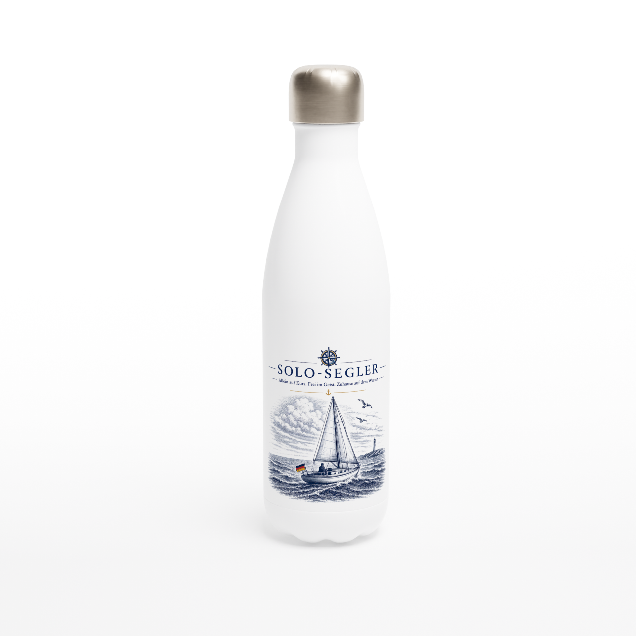 Solo_Flasche_front Maritime Isolierflasche "Solo-Segler" – Bild 1