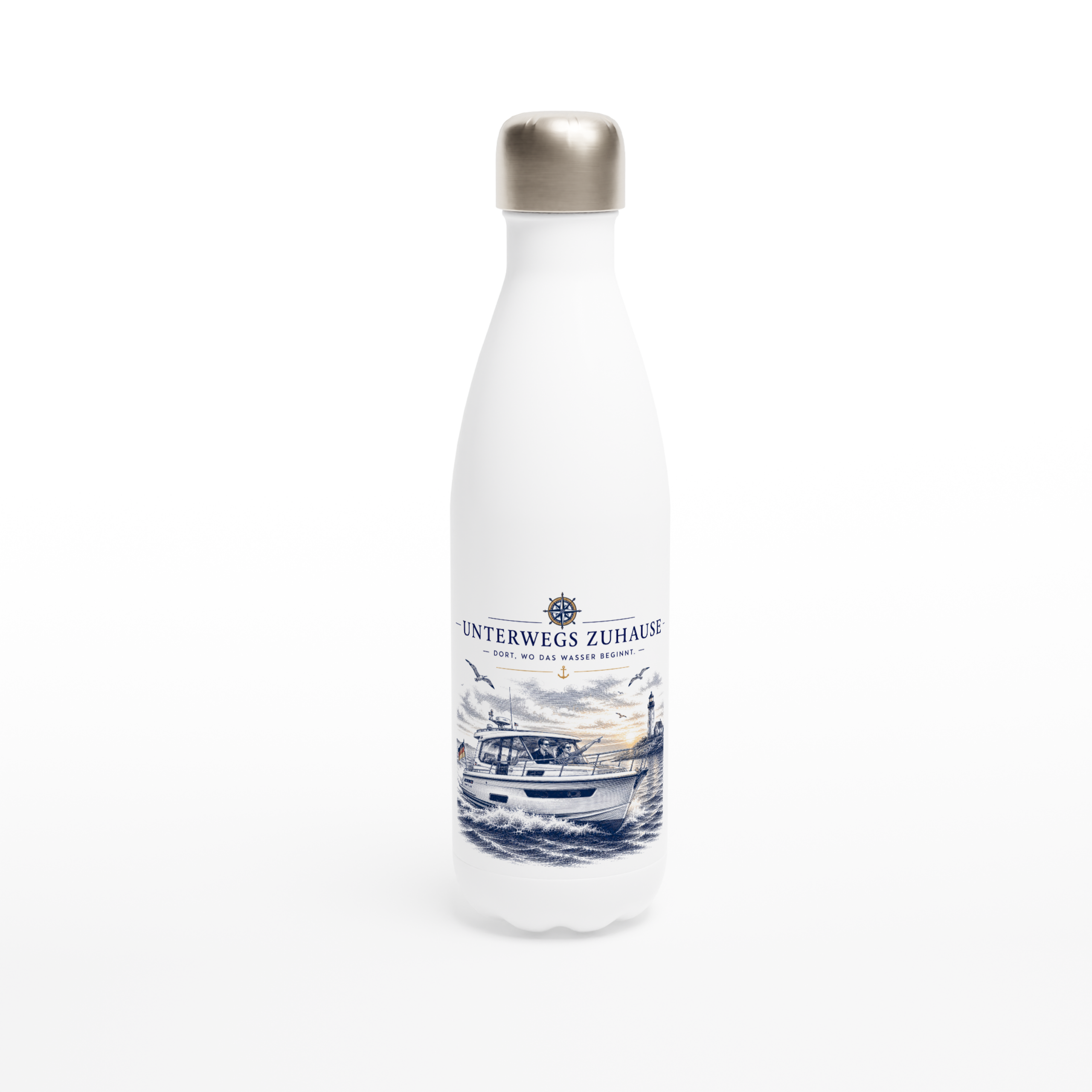 Unterwegs_Flasche_front Maritime Isolierflasche "Unterwegs zuhause" – Bild 1