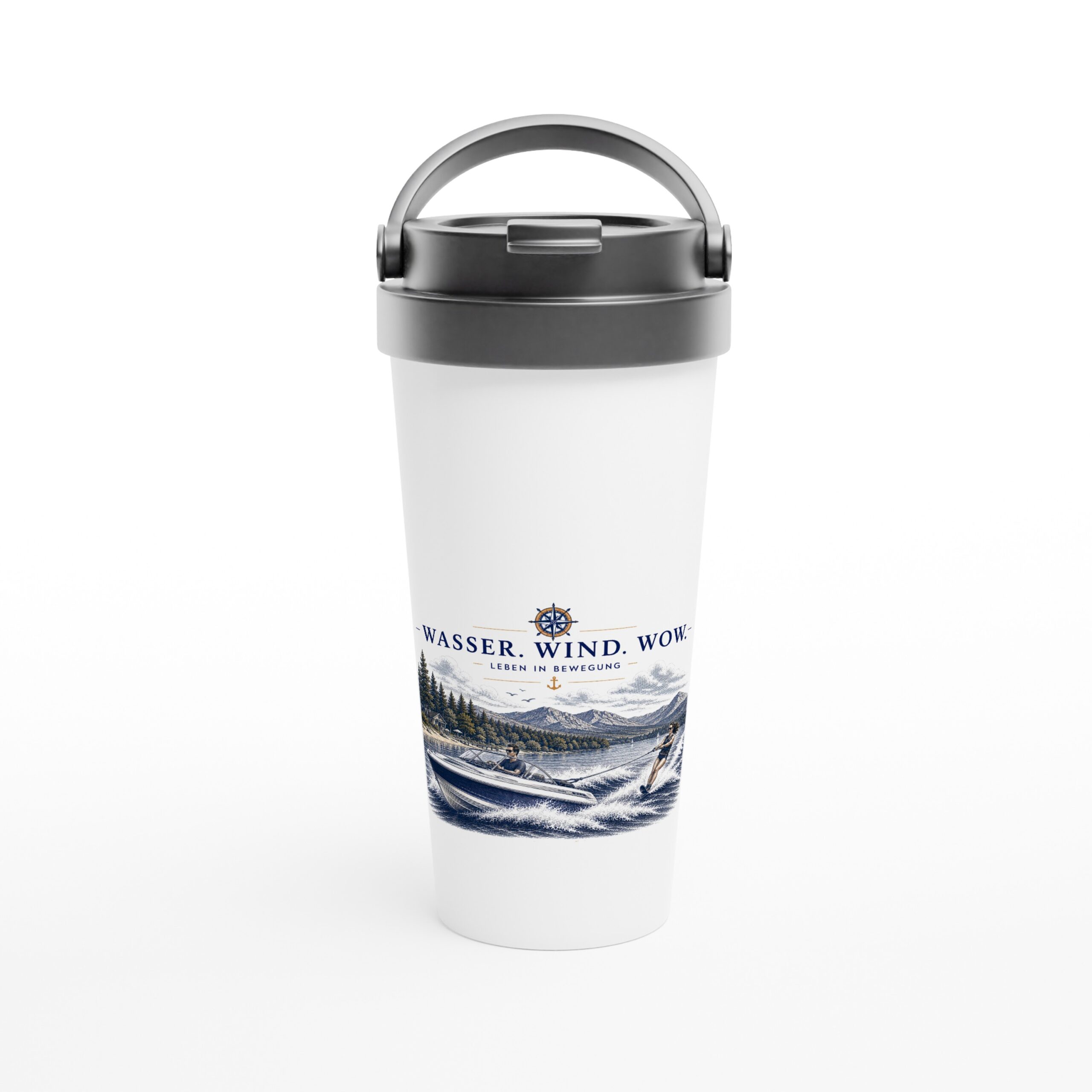 Wasser-Wind-Wow_Becher_front Maritimer Isolierbecher "Wasser. Wind. Wow" – Bild 1
