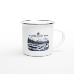 Emaille-Tasse "Wasser. Wind. Wow"