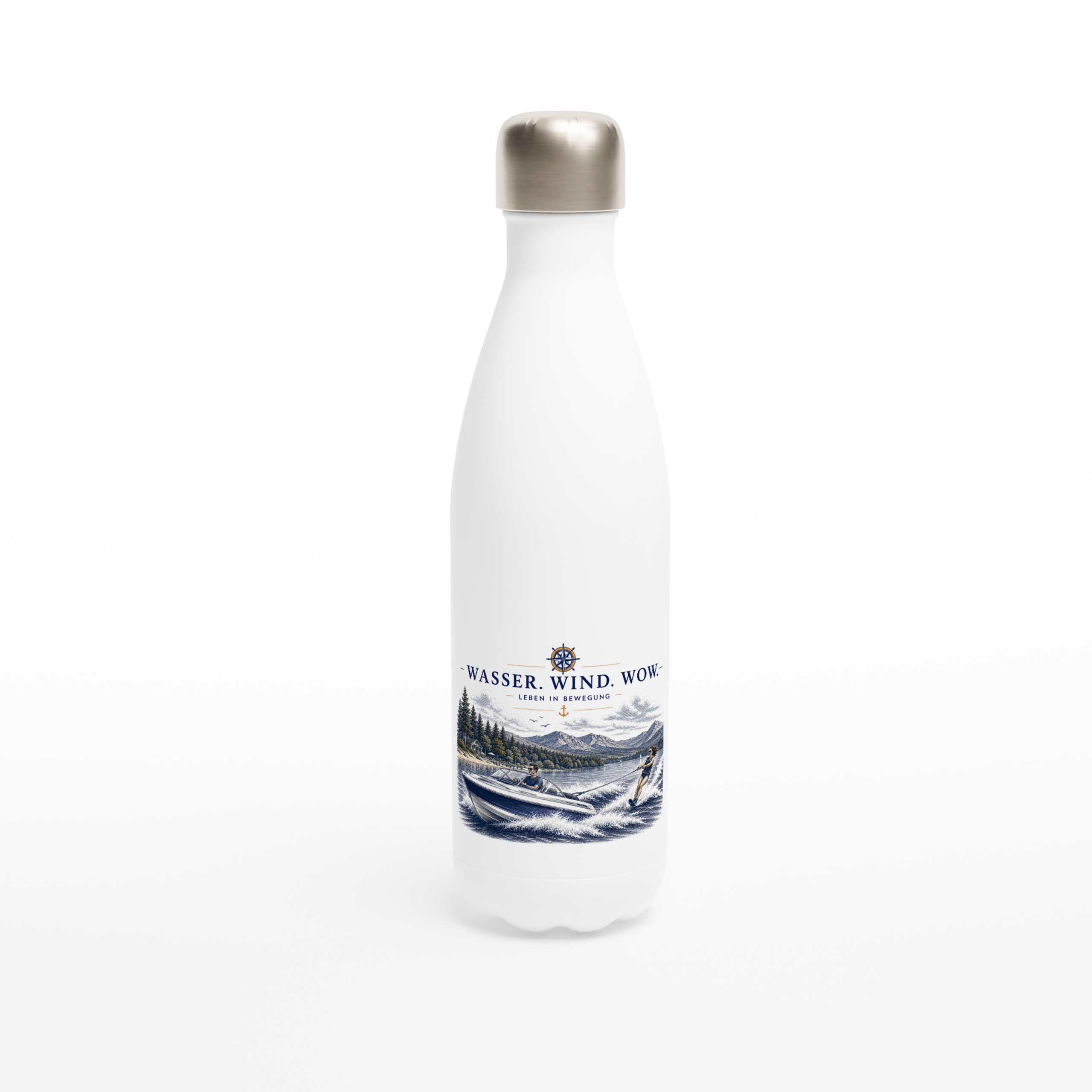 Wasser-Wind-Wow_Flasche_front Maritime Isolierflasche "Wasser. Wind. Wow" – Bild 1