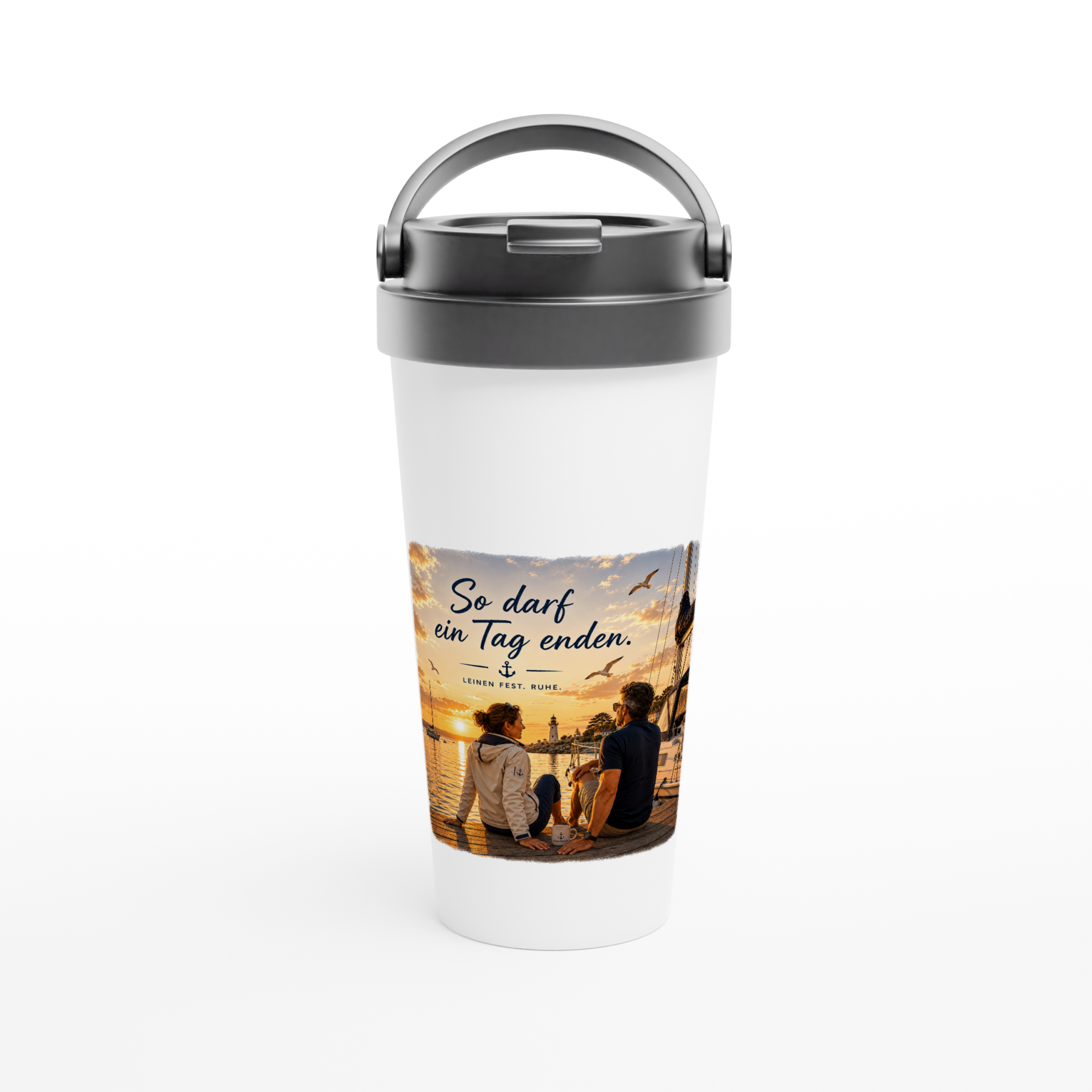 so darf ein Tag_Becher_front Maritimer Isolierbecher "So darf ein Tag enden" – Bild 1