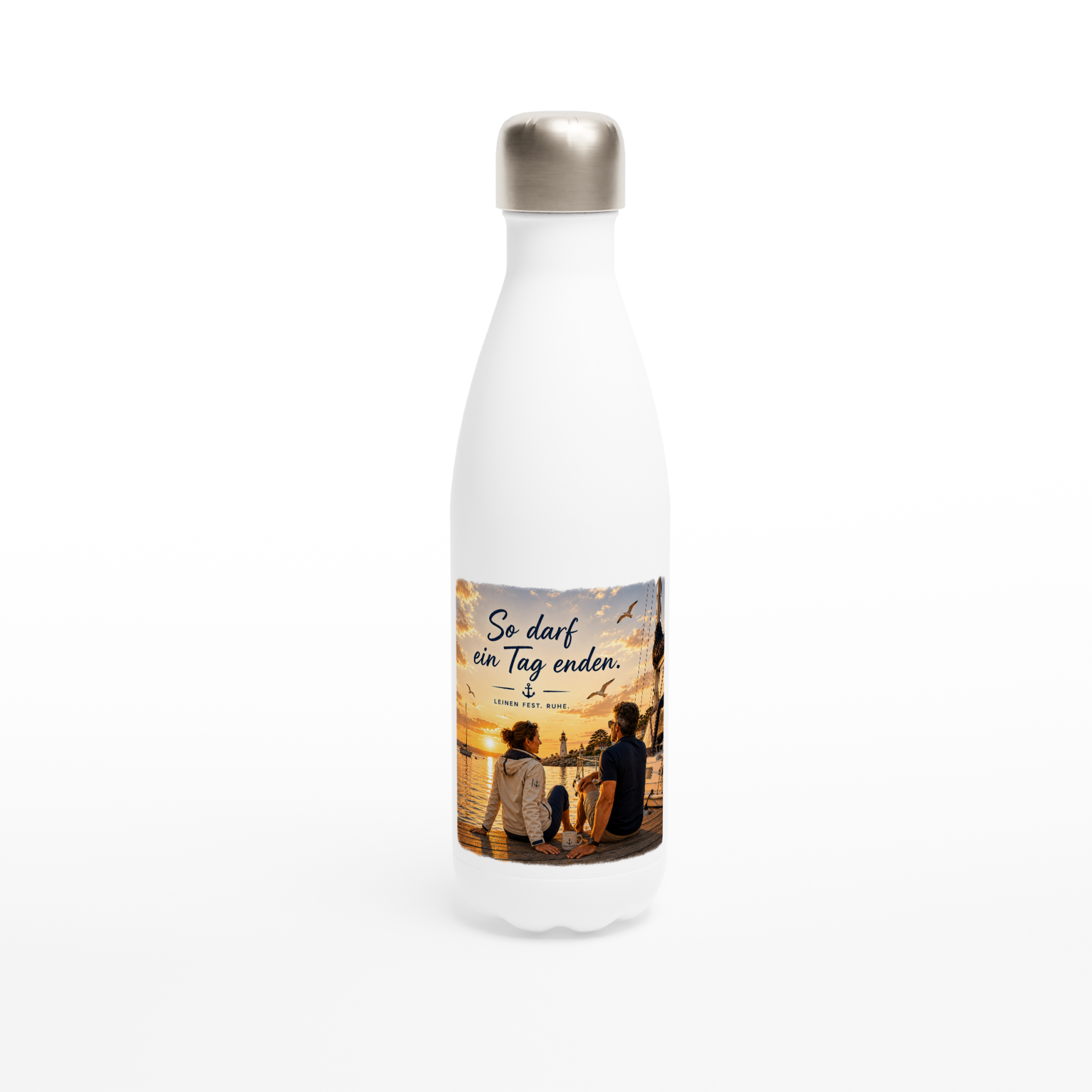 so darf ein Tag_Flasche_front Maritime Isolierflasche "So darf ein Tag enden" – Bild 1