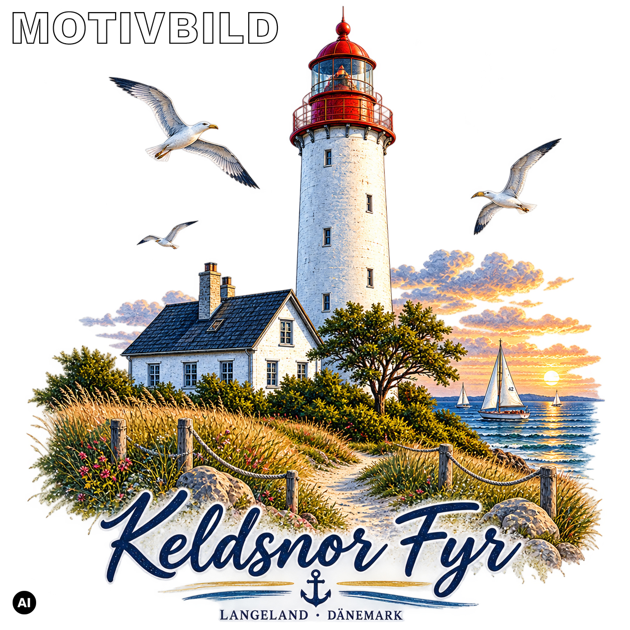 Keldsnor-Motivbild Leuchtturm Keldsnor Fyr – Bild 1