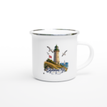 Emaille-Tasse "Leuchtturm Skjoldnæs Fyr"