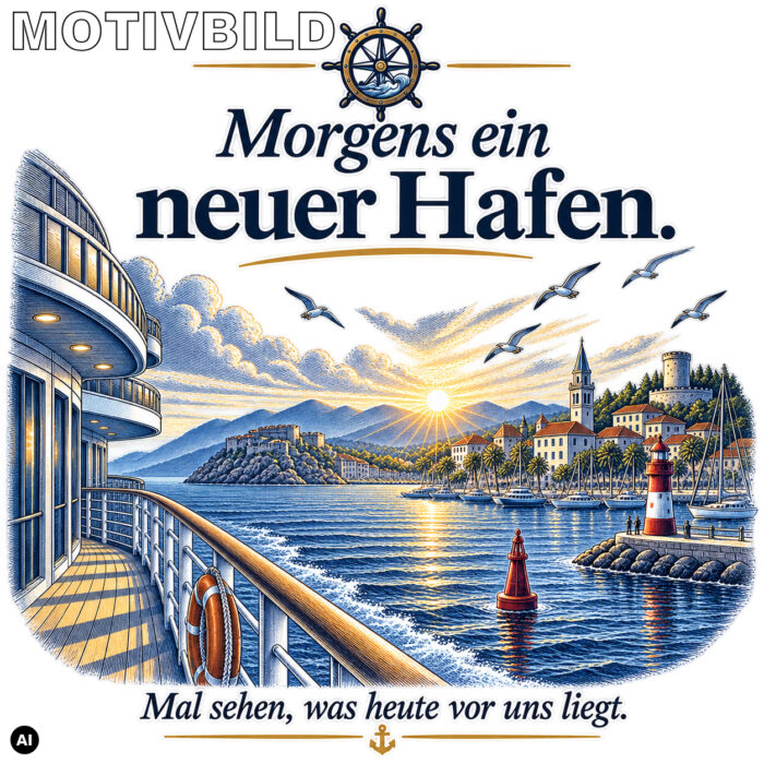 Emaille-Tasse "Morgens ein neuer Hafen" – Bild 4
