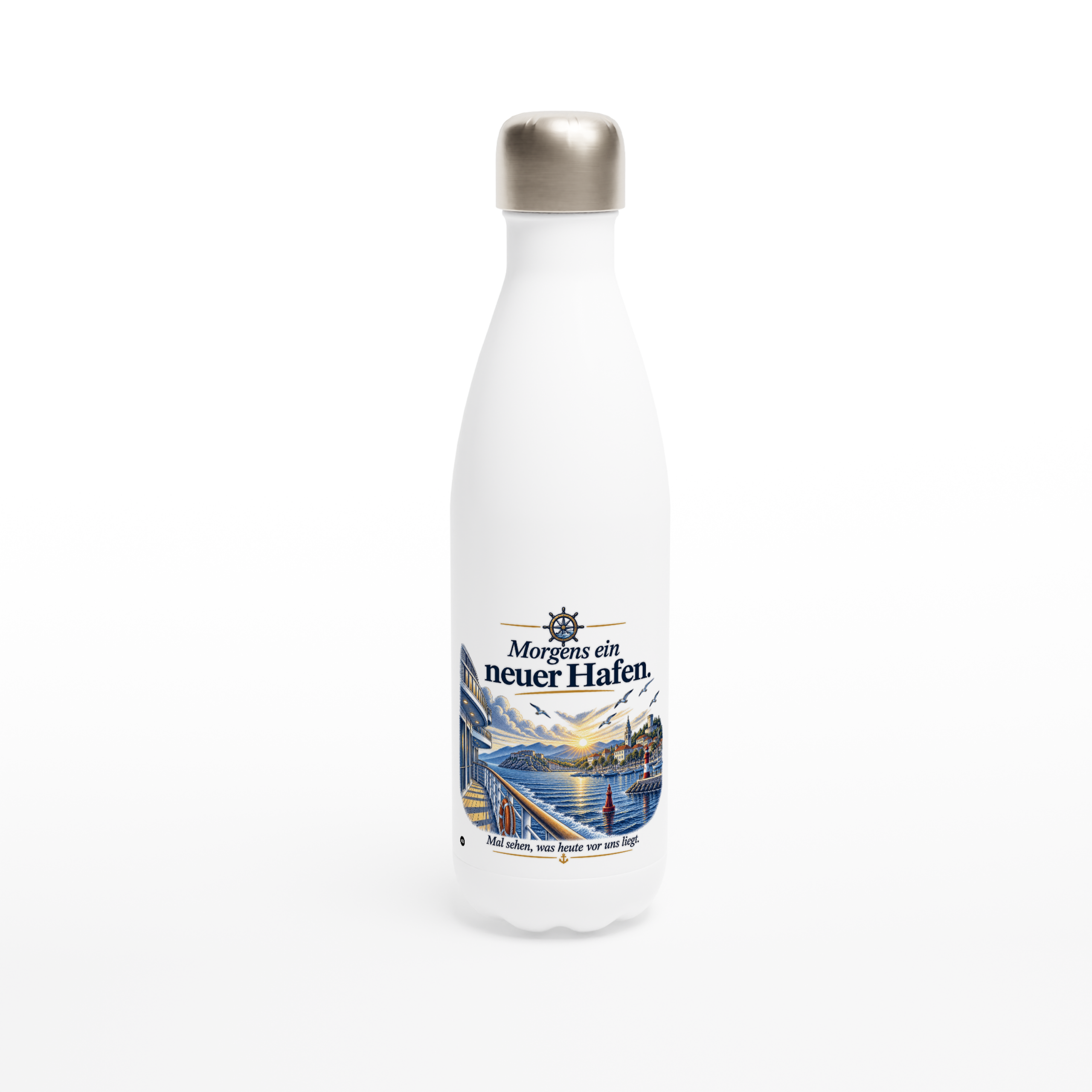 neuer Hafen_Flasche_front Martime Isolierflasche "Morgens ein neuer Hafen" – Bild 1