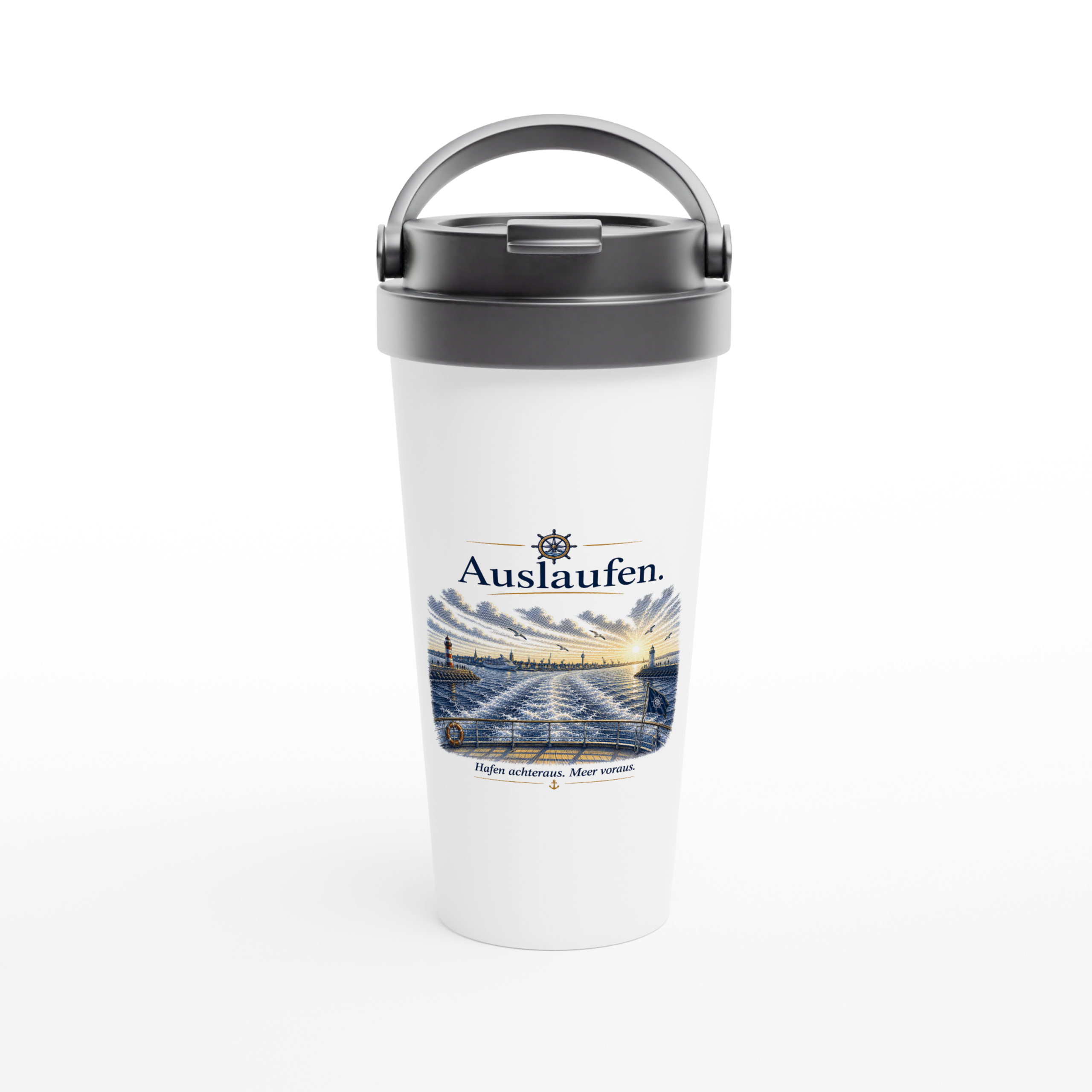 Auslaufen_Becher_front Maritimer Isolierbecher "Auslaufen" – Bild 1