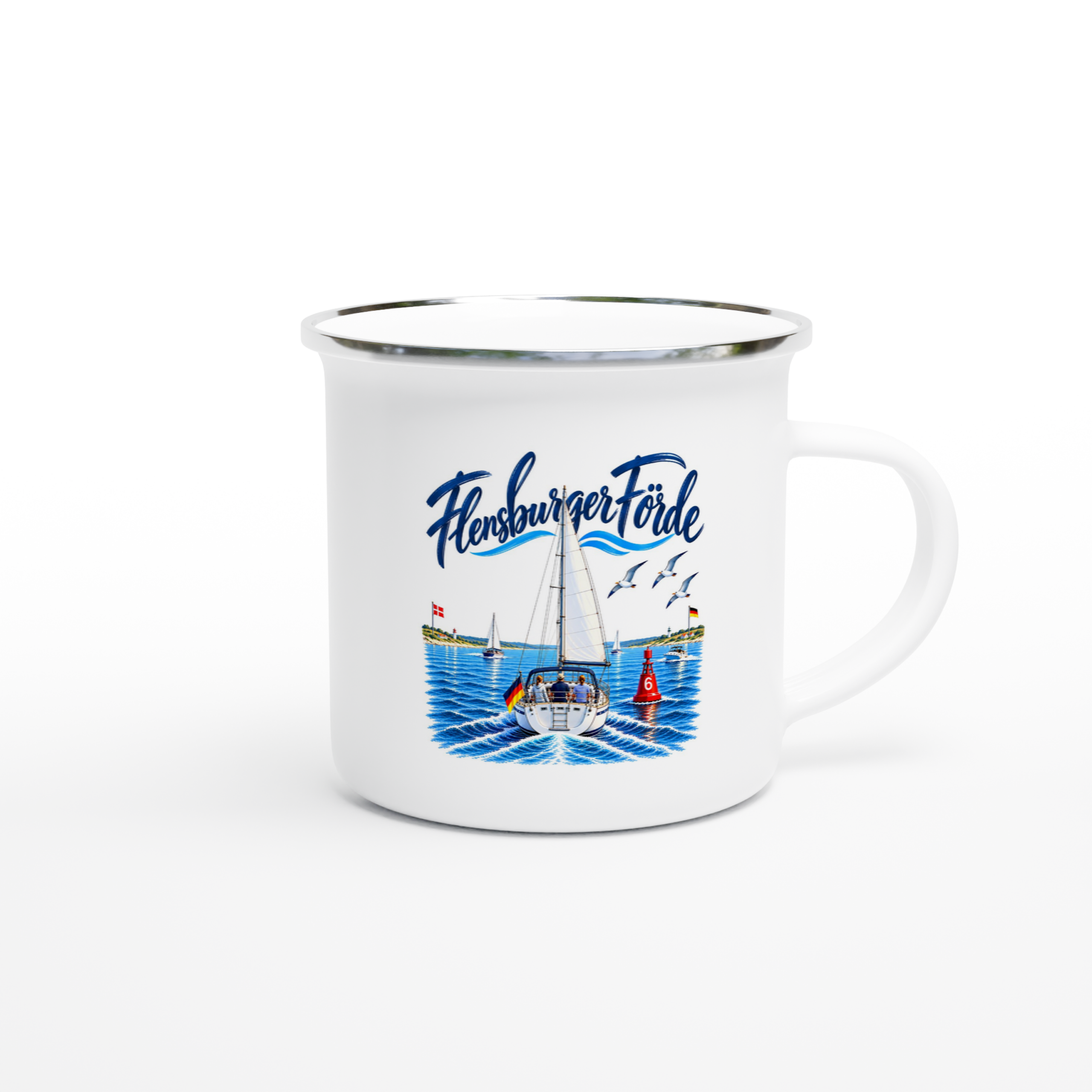 Flensburg_Emaille_right Emaille-Tasse "Flensburger Förde" – Bild 1