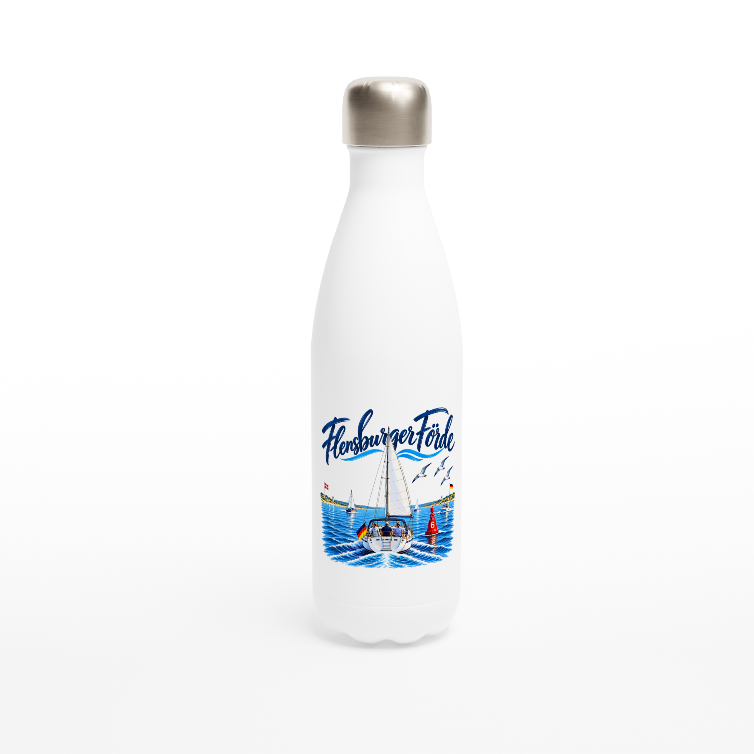 Flensburg_Flasche_front Maritime Isolierflasche "Flensburger Förde" – Bild 1