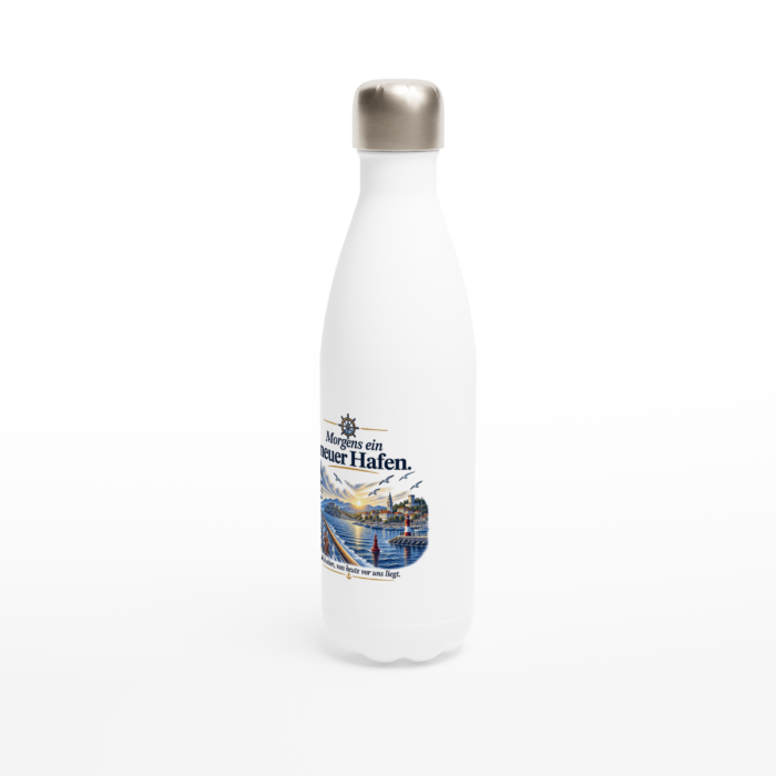 Maritime Isolierflasche "Morgens ein neuer Hafen" – Bild 2