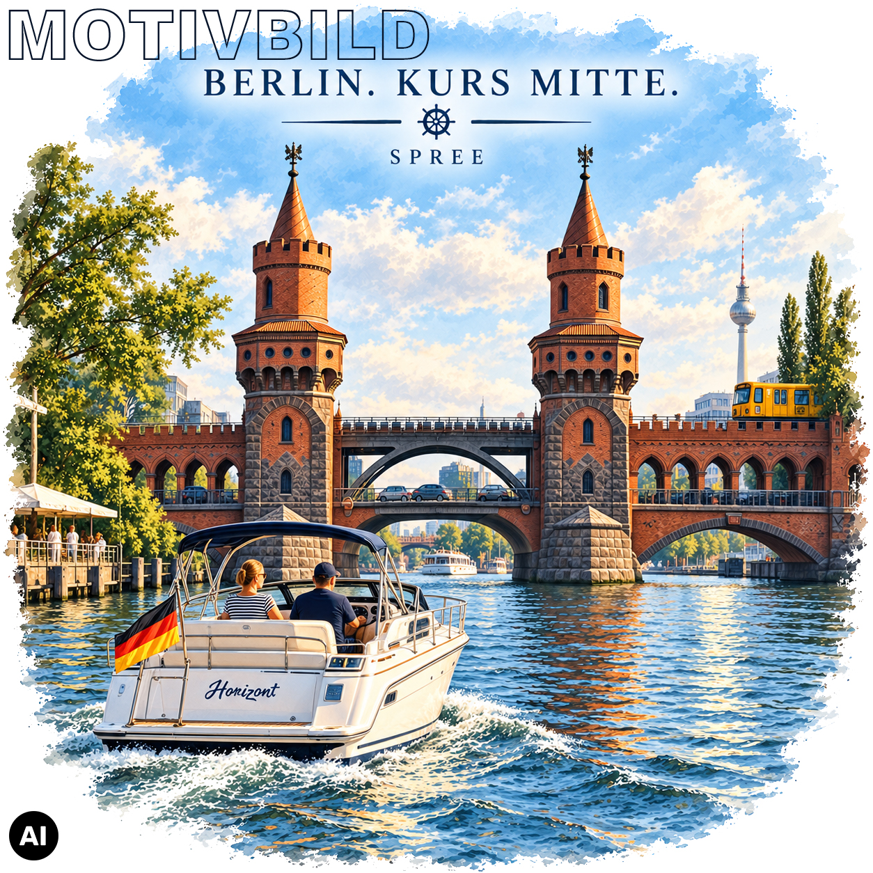 Oberbaumbrücke-Motivbild Berlin. Kurs Mitte. – Spree – Bild 1