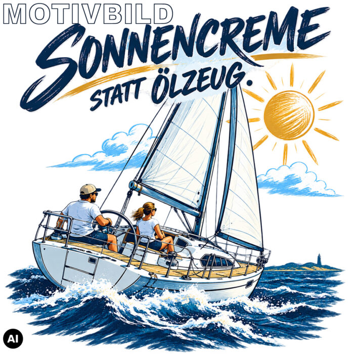 Maritimer Isolierbecher "Sonnencreme statt Ölzeug" – Bild 4