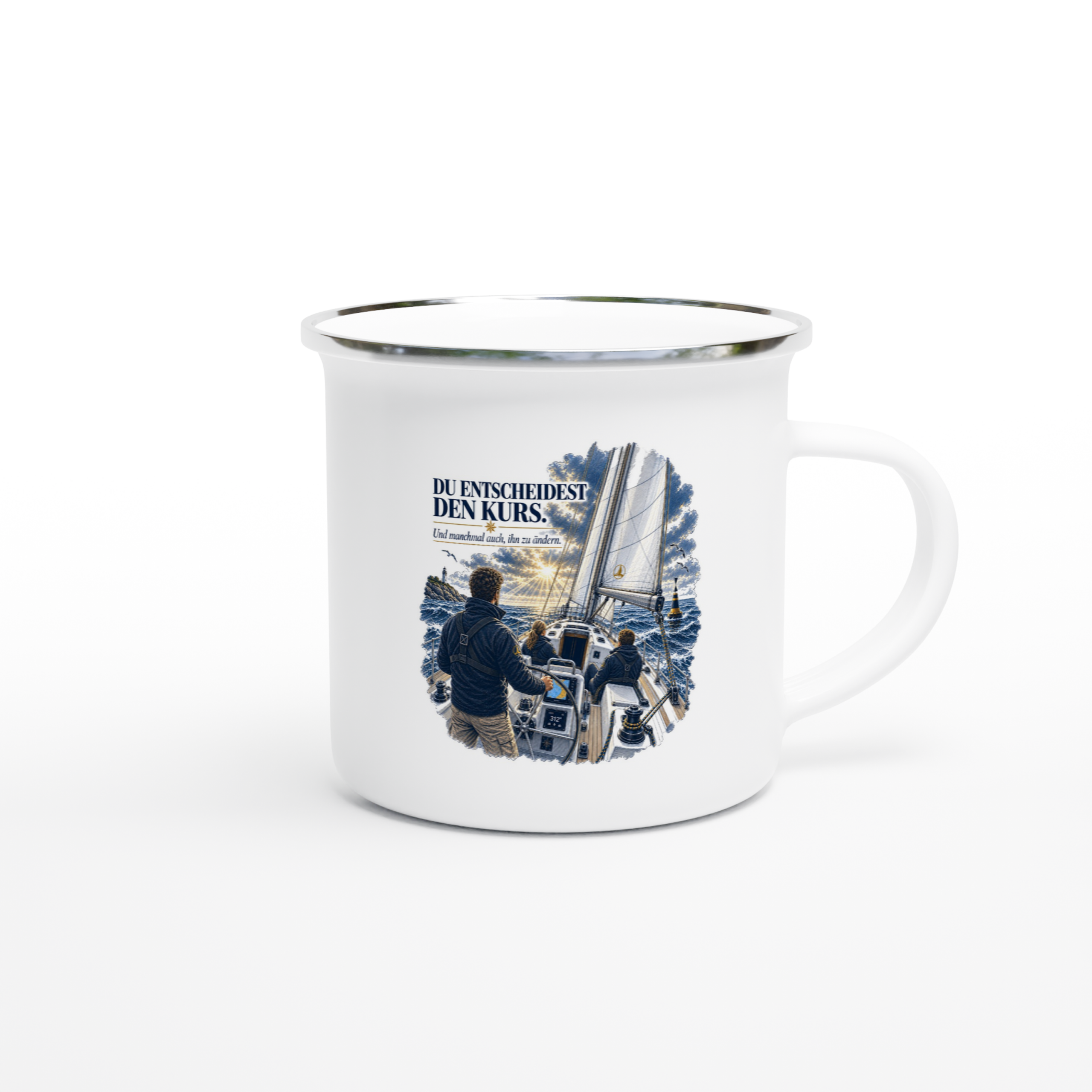du entscheidest_Emaille_right Emaille-Tasse "Du entscheidest den Kurs" – Bild 1