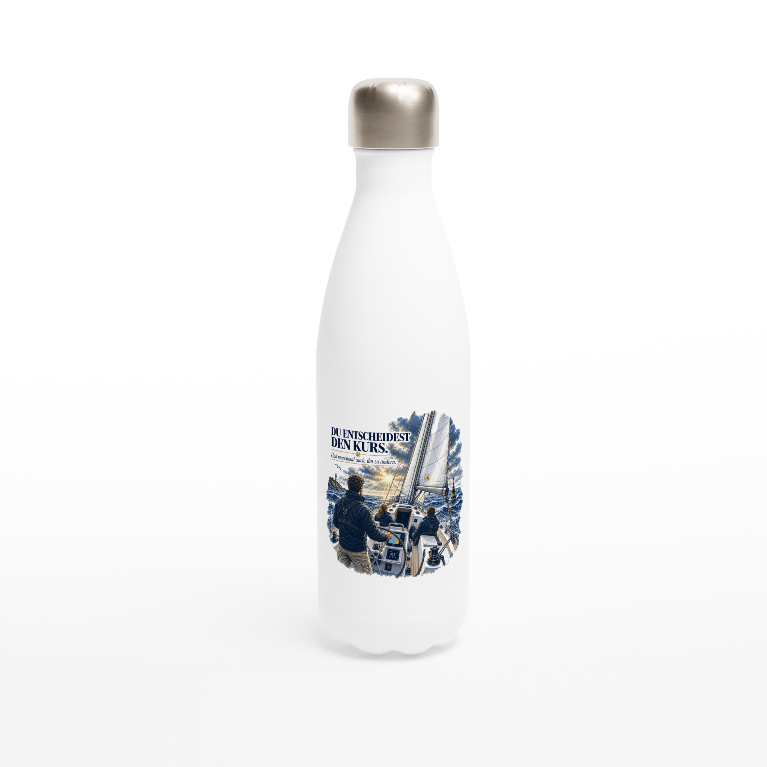 du entscheidest_Flasche_front Maritime Isolierflasche "Du entscheidest den Kurs" – Bild 1