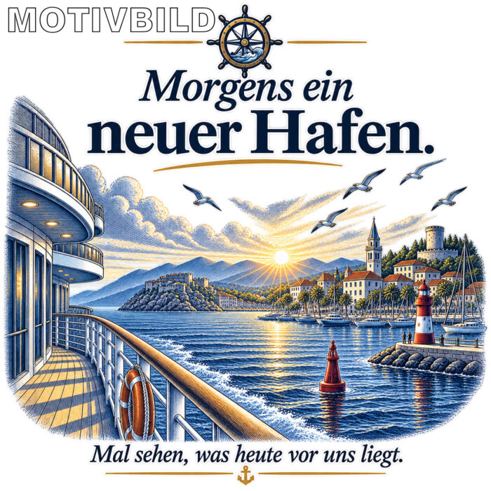 Emaille-Tasse "Morgens ein neuer Hafen" – Bild 4