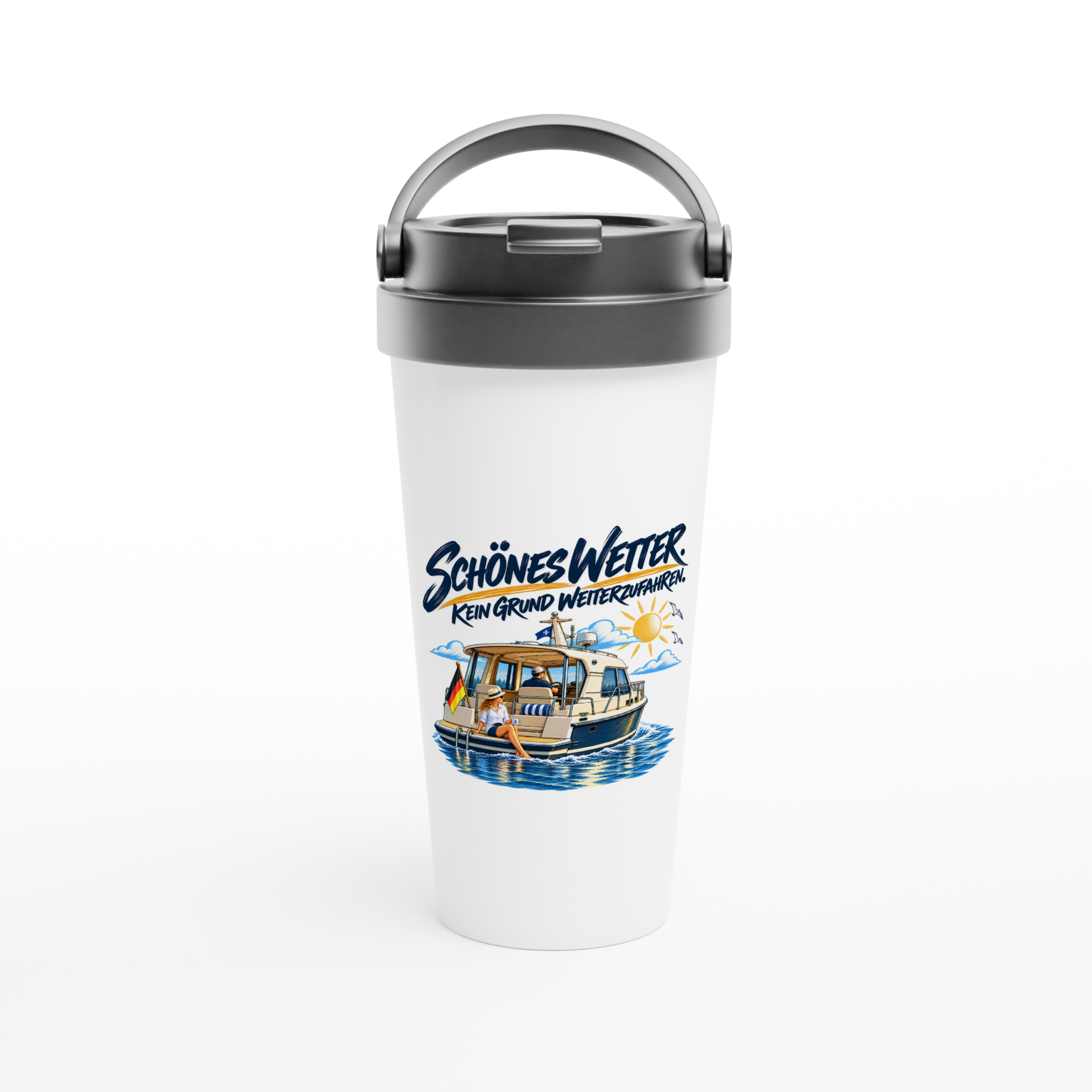 schönes Wetter_Becher_front Maritimer Isolierbecher "Schönes Wetter" – Bild 1