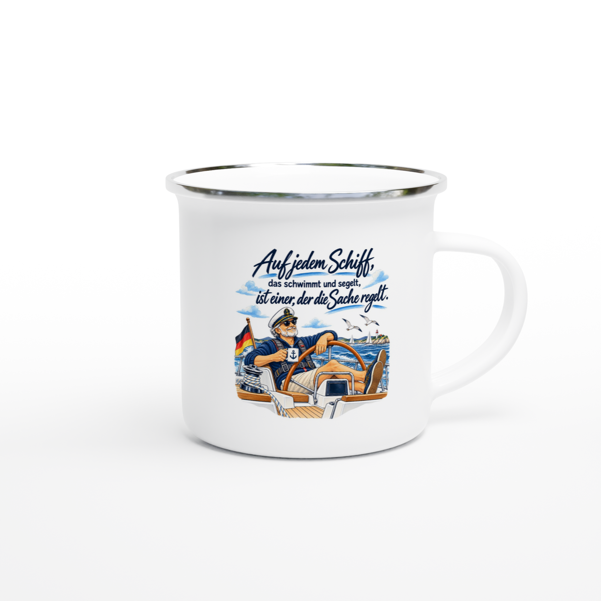 Auf jedem Schiff_Emaille_right Emaille-Tasse "Auf jedem Schiff, das Schwimmt und segelt..." – Bild 1