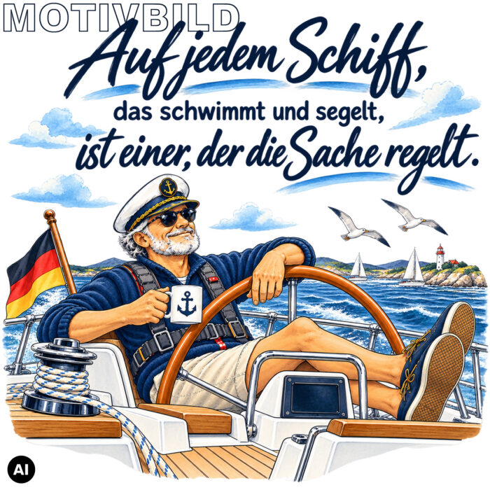 Maritime Isolierflasche "Auf jedem Schiff, das schwimmt und segelt …" – Bild 4