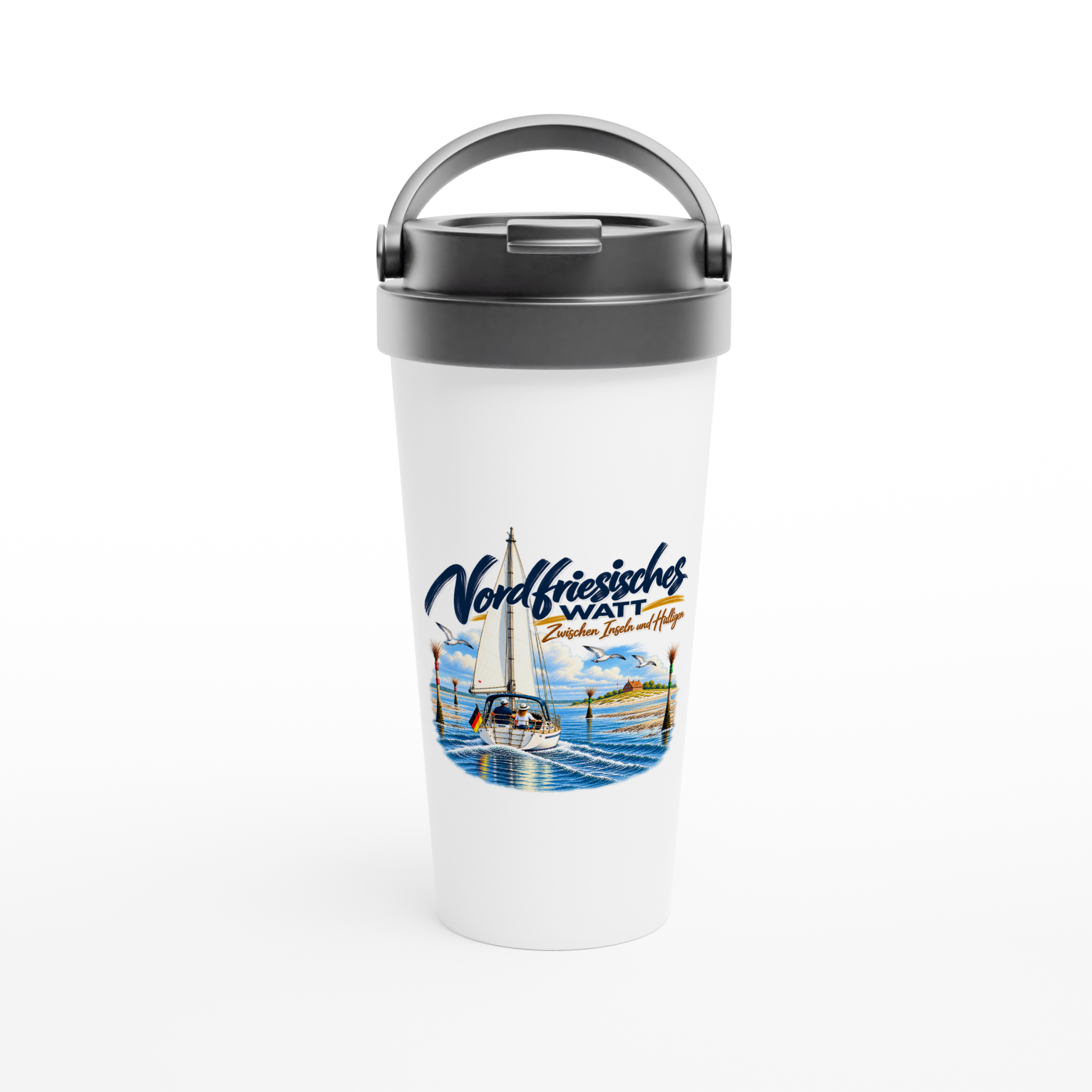 Nordfriesisches_Becher_front Maritimer Isolierbecher "Nordfriesisches Watt" – Bild 1