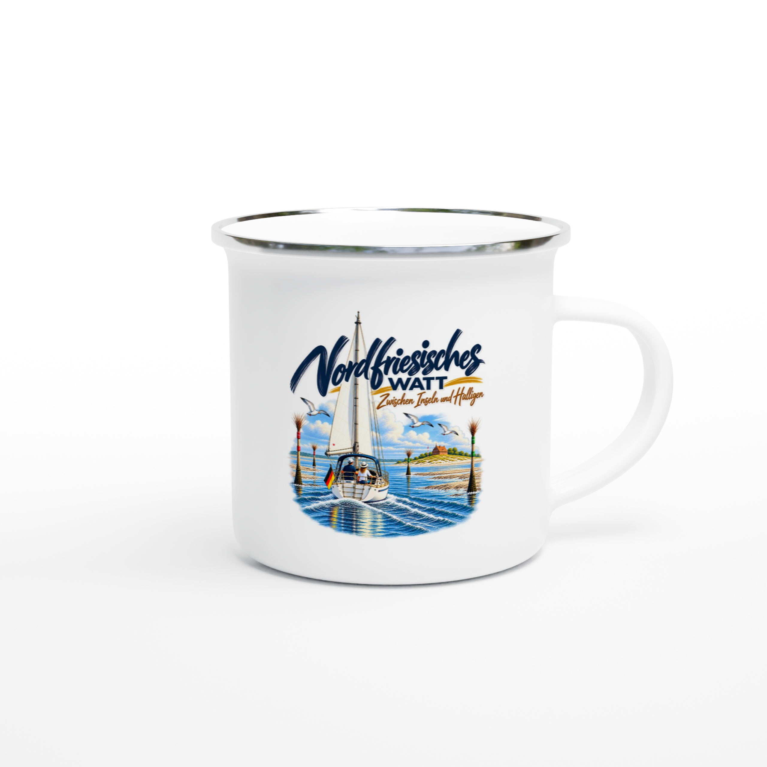 Nordfriesisches_Emaille_right Emaille-Tasse "Nordfriesisches Watt" – Bild 1